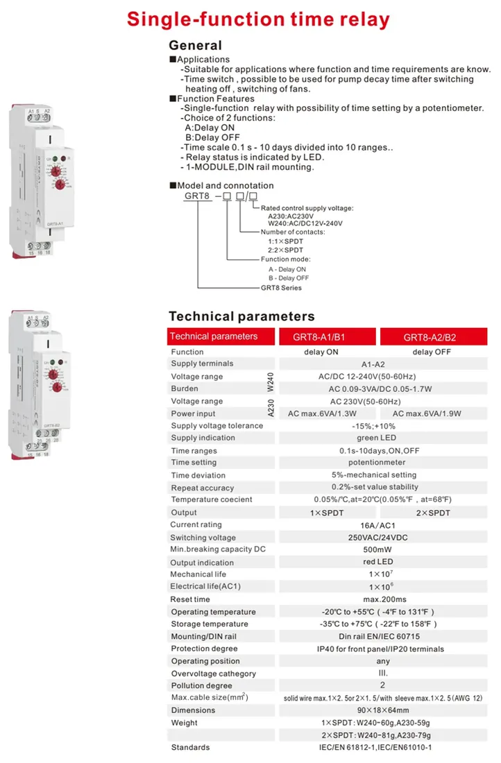 single and multi function time relay